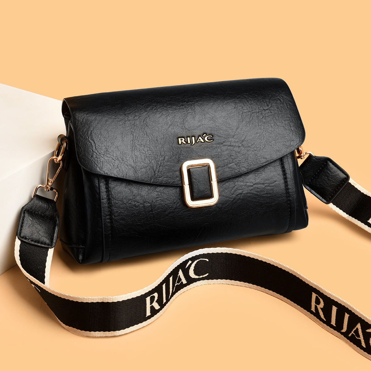 Black Suma 3 Compartment Sling Bag