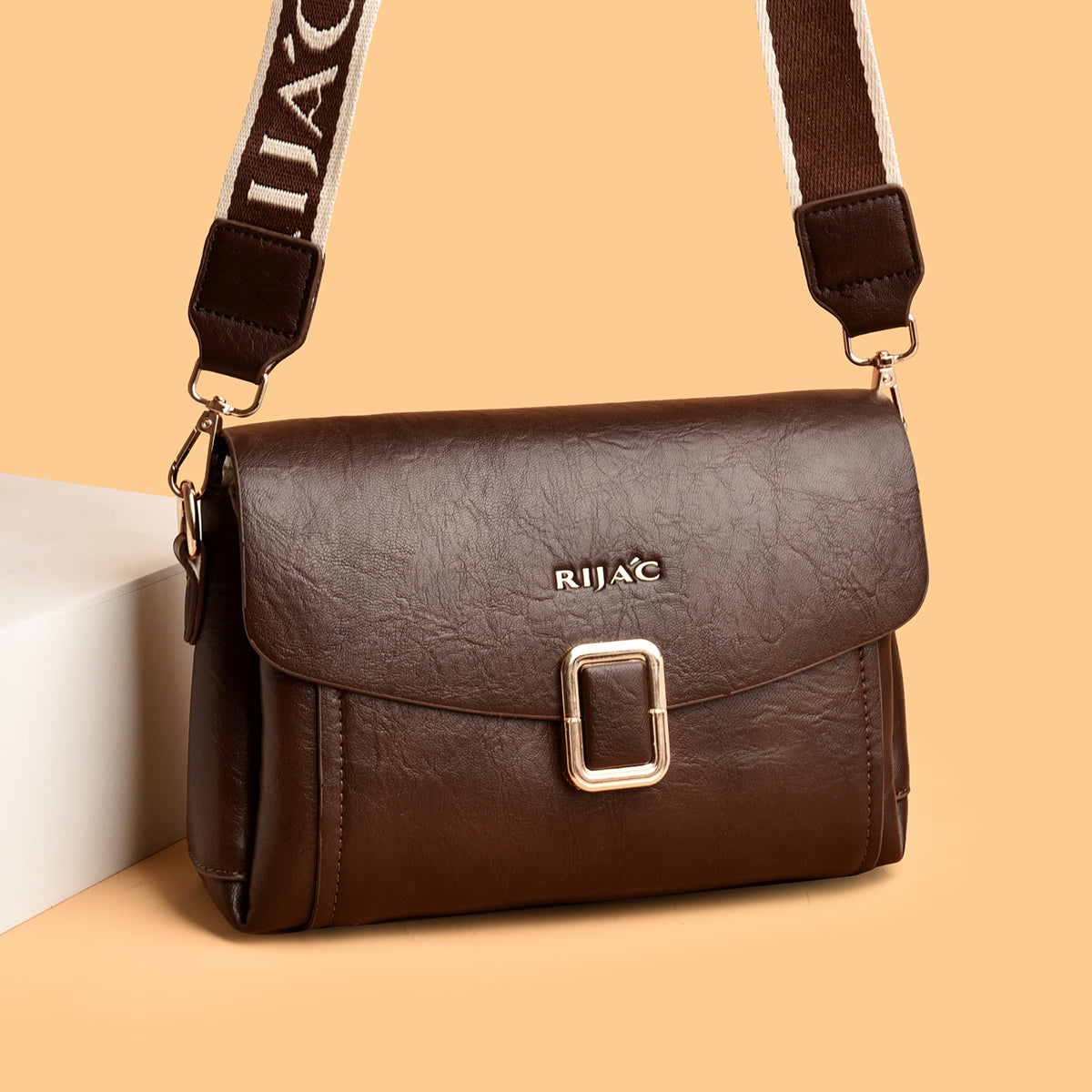 Brown Suma 3 Compartment Sling Bag