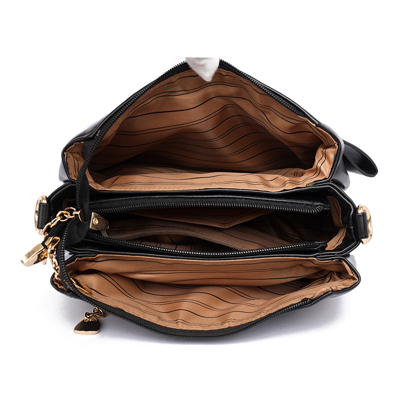 Black Miloa 3 Compartment Sling Bag
