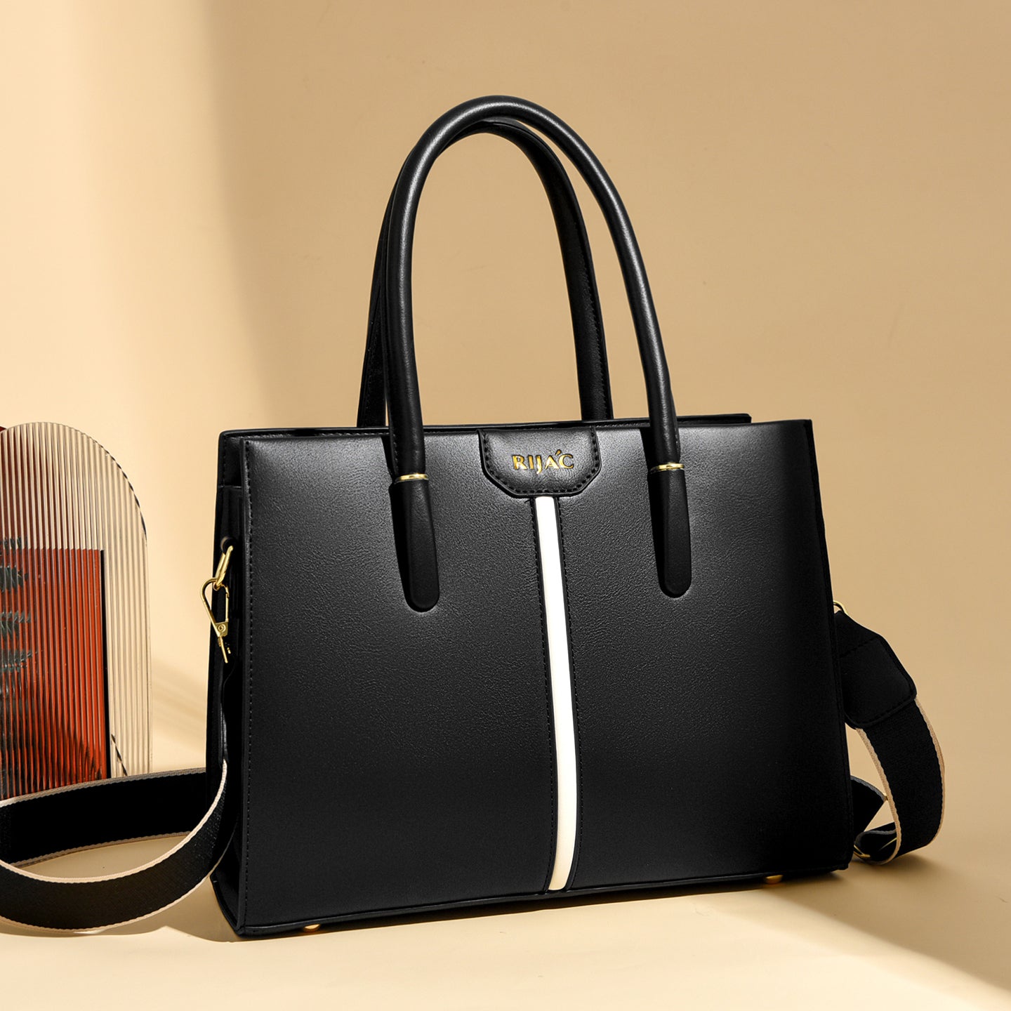 Black Cyla 3 Compartment Handbag