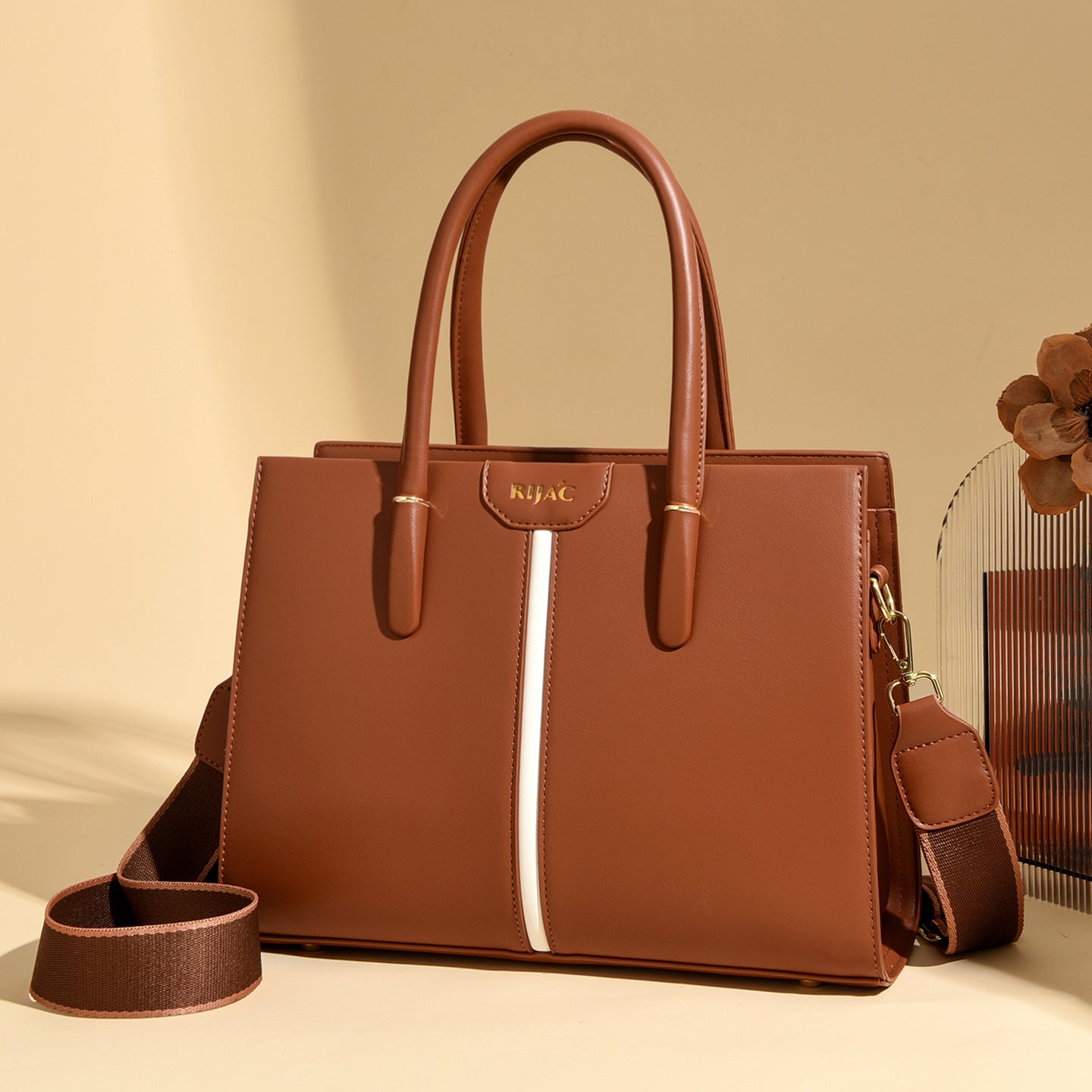 Brown Cyla 3 Compartment Handbag