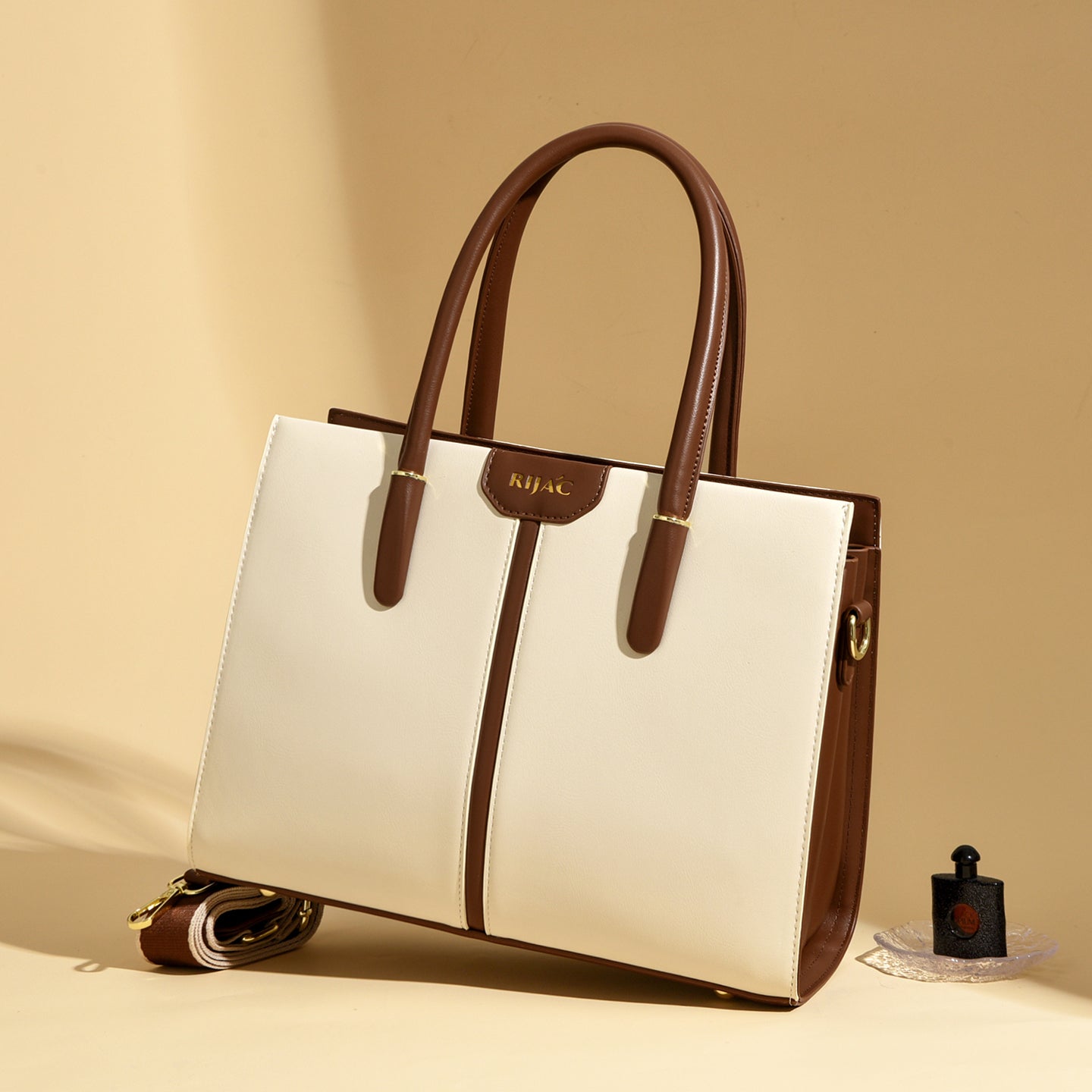 White Cyla 3 Compartment Handbag