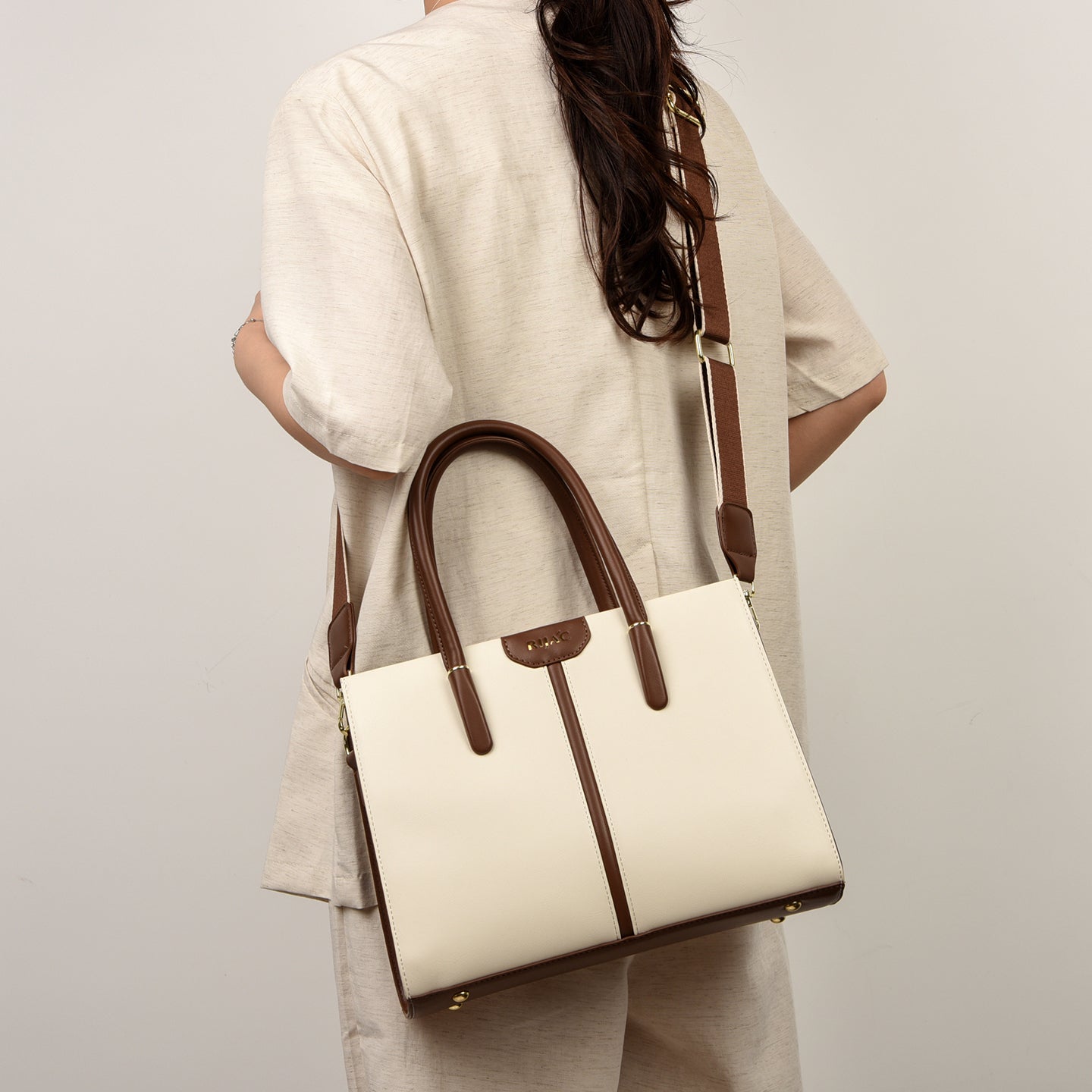White Cyla 3 Compartment Handbag