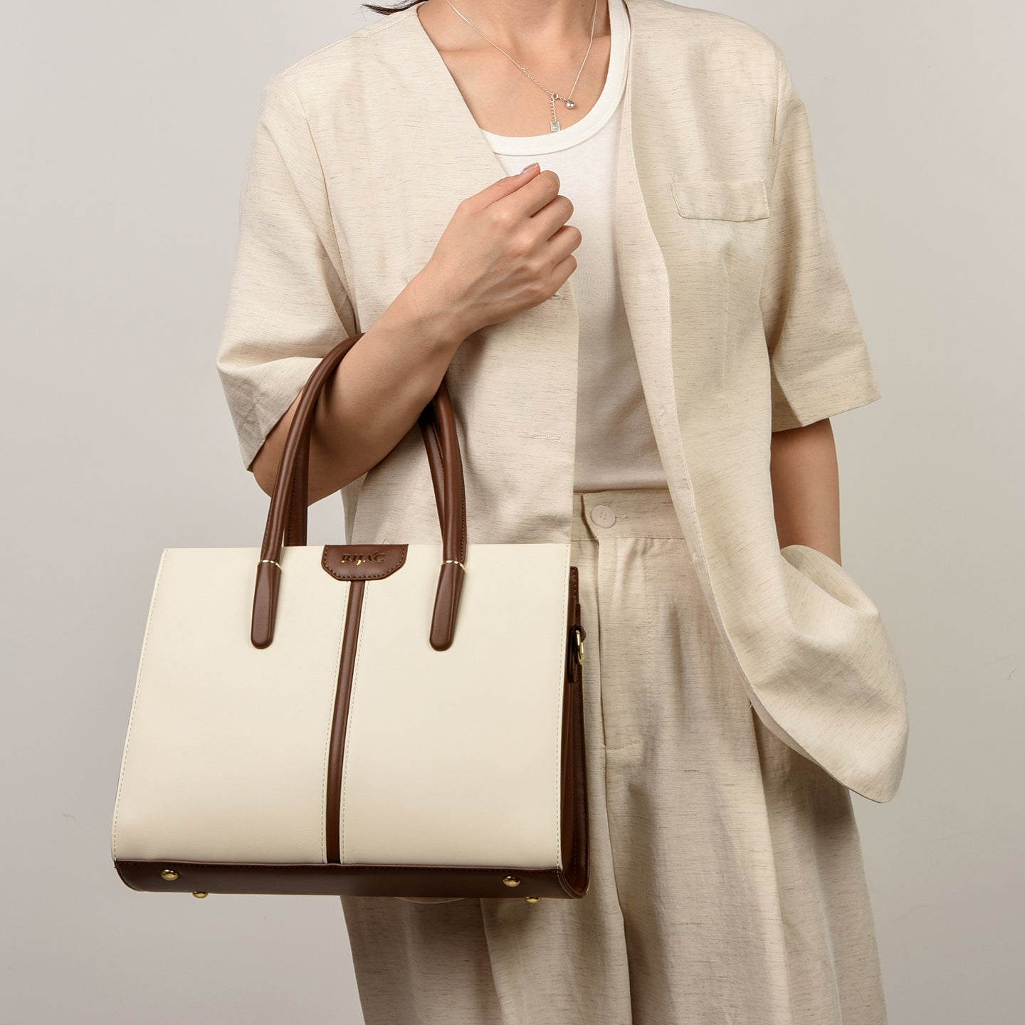 White Cyla 3 Compartment Handbag
