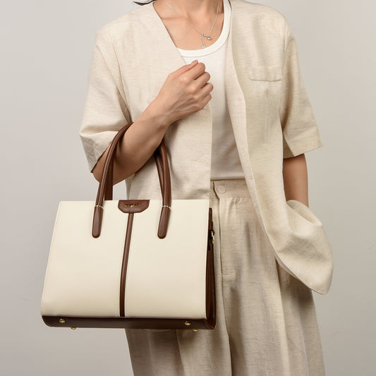 White Cyla 3 Compartment Handbag