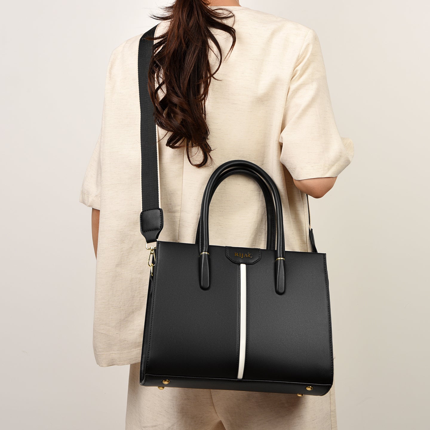Black Cyla 3 Compartment Handbag