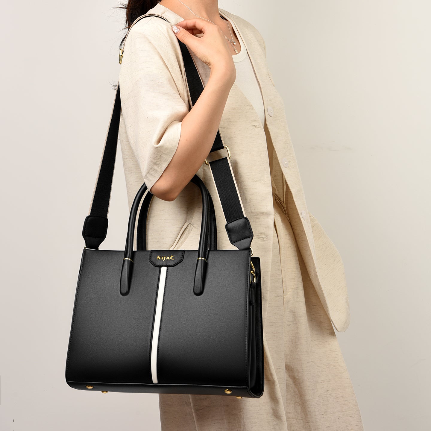 Black Cyla 3 Compartment Handbag