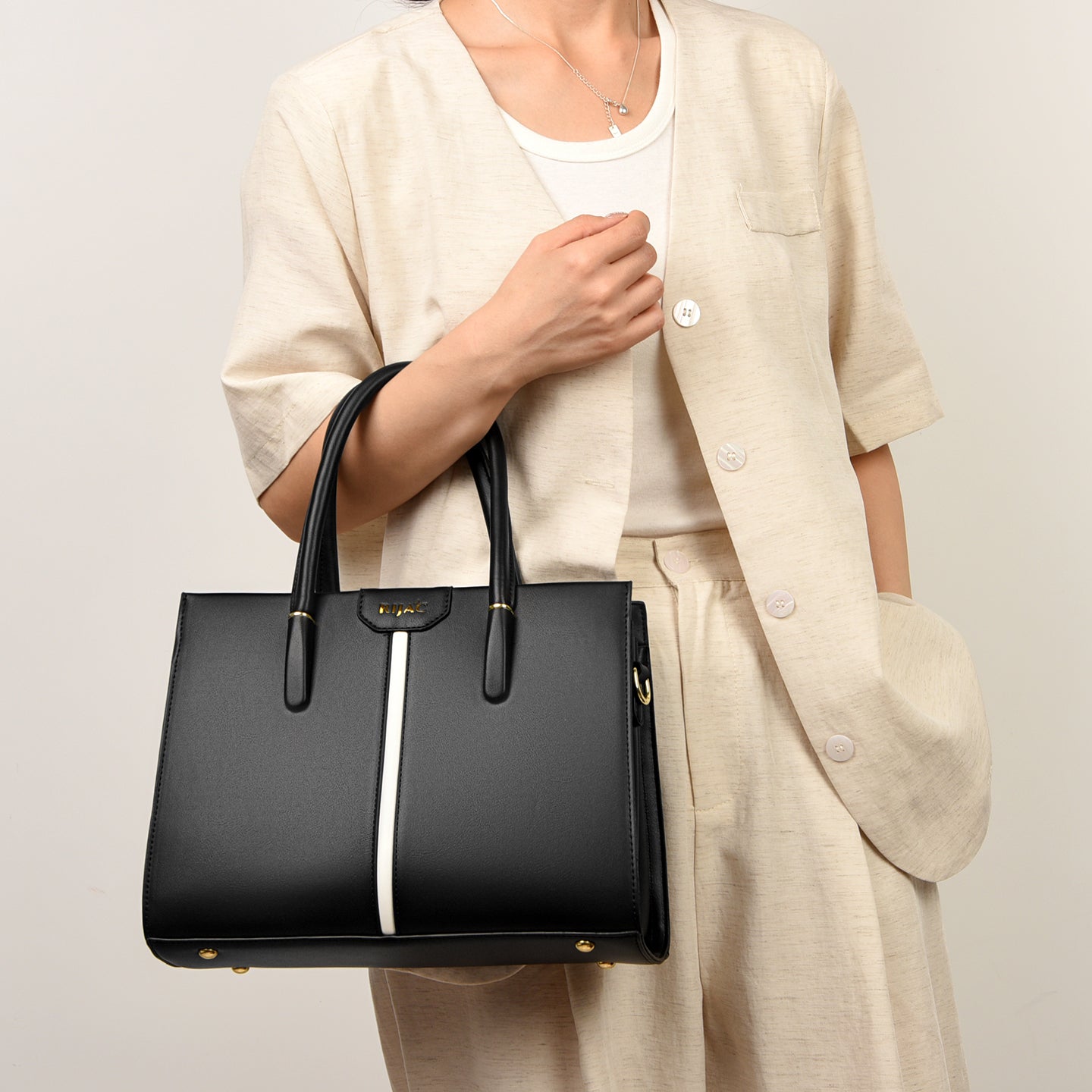 Black Cyla 3 Compartment Handbag