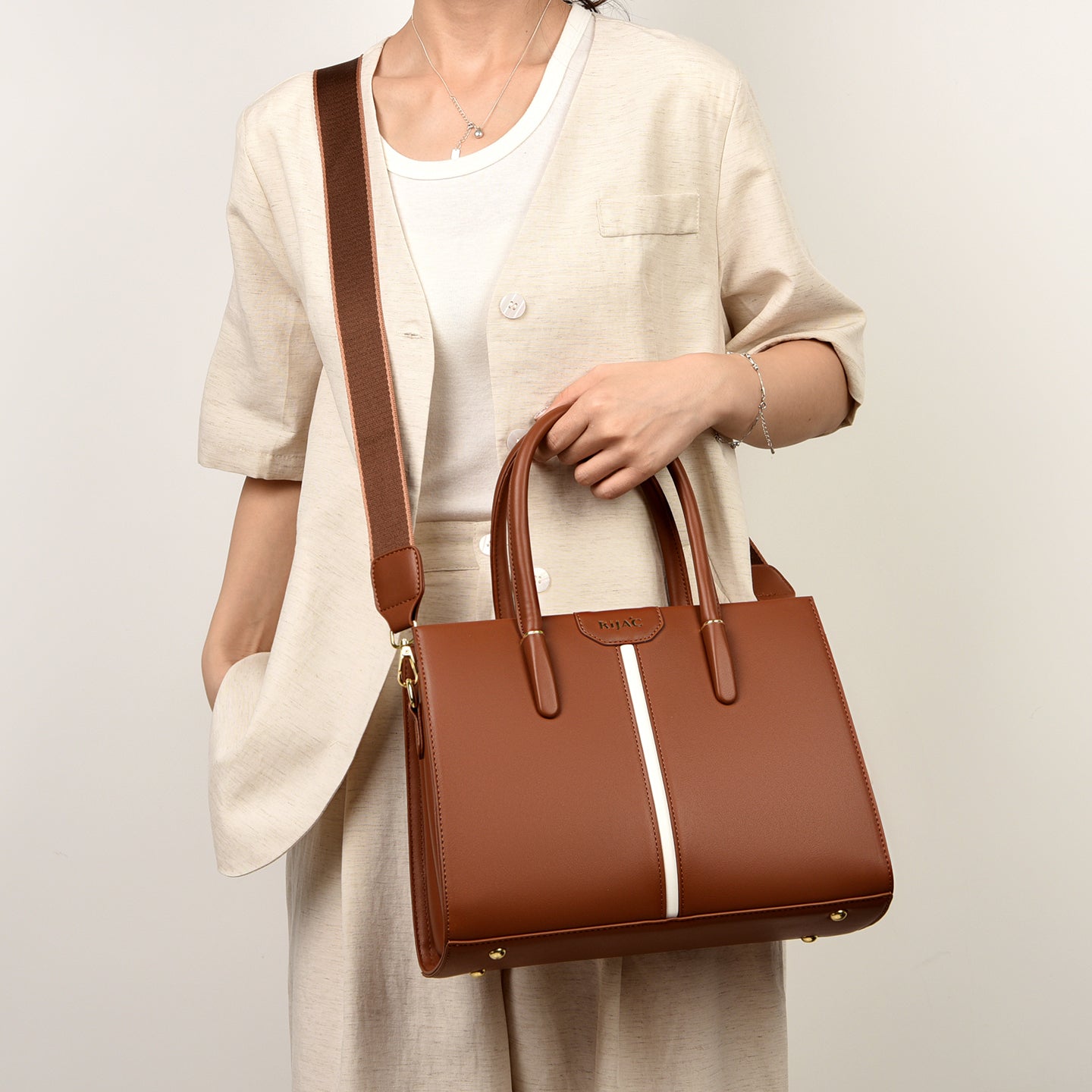 Brown Cyla 3 Compartment Handbag