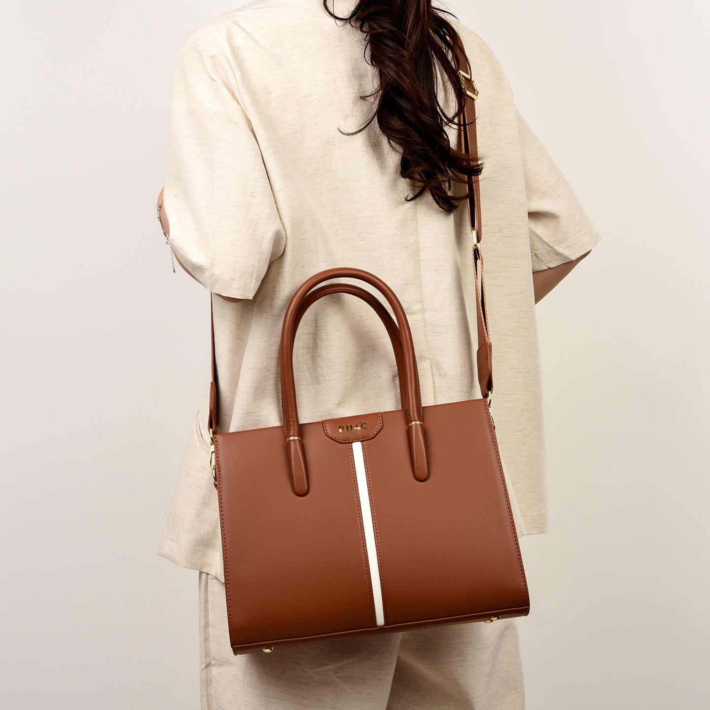 Brown Cyla 3 Compartment Handbag