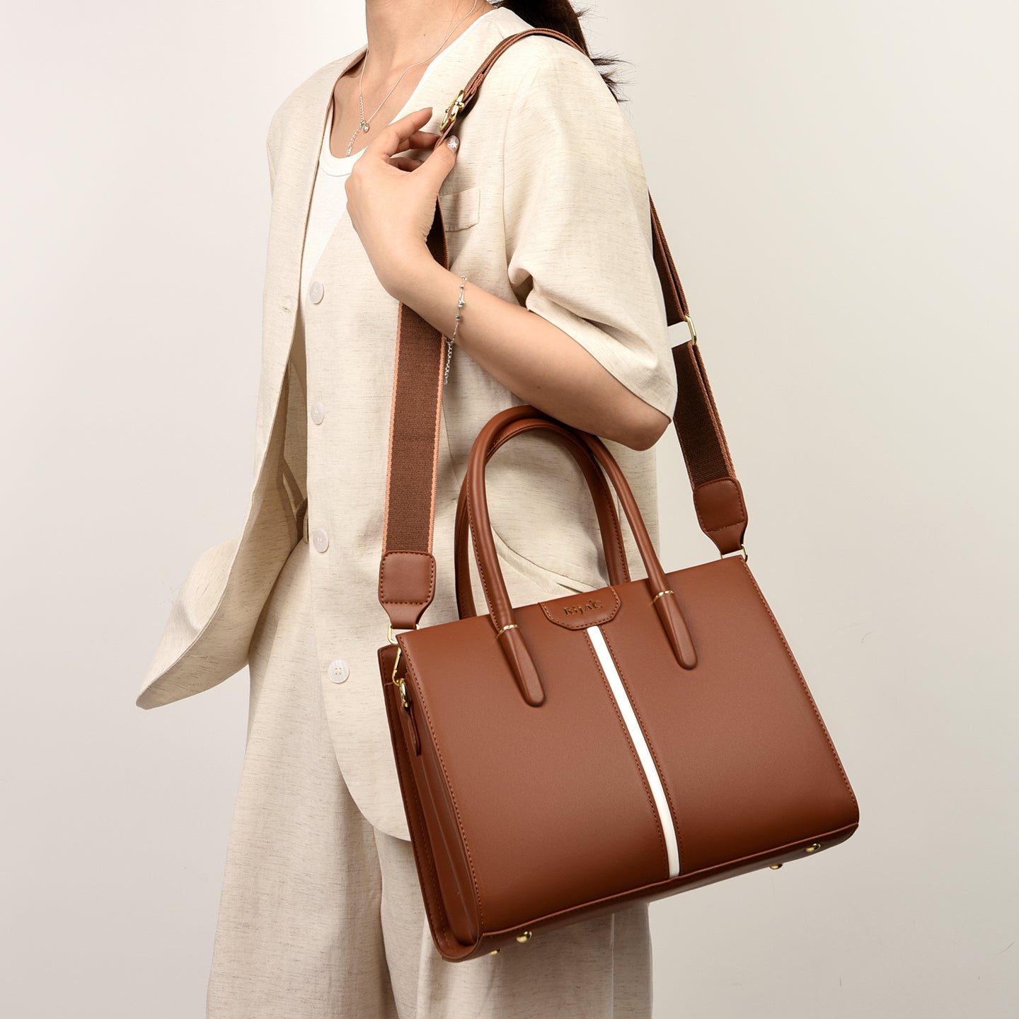 Brown Cyla 3 Compartment Handbag