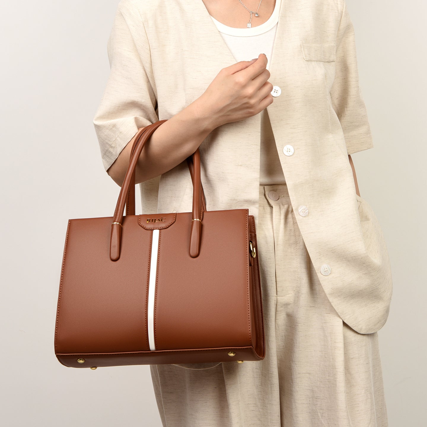 Brown Cyla 3 Compartment Handbag