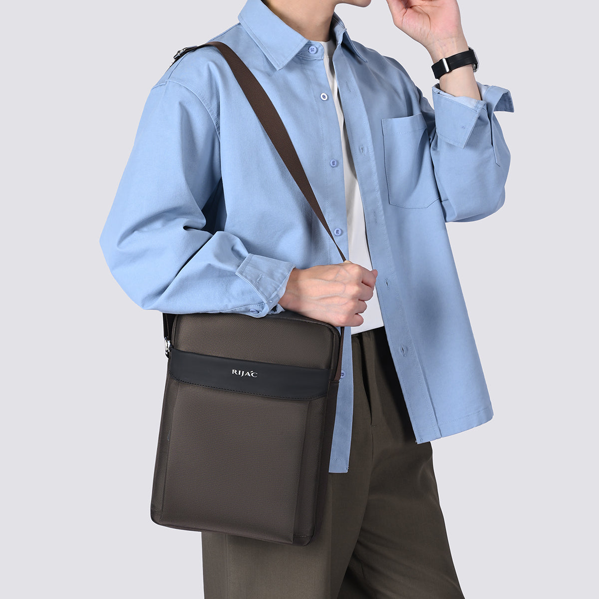 Brown Teza Mens Crossbody Bag