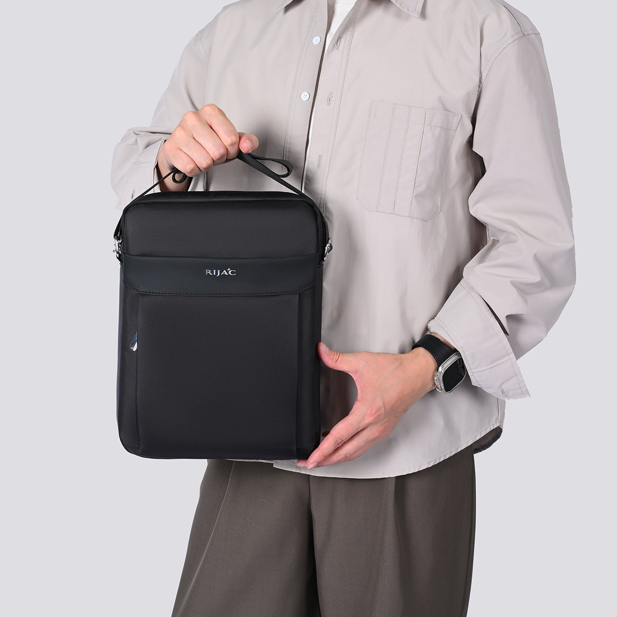 Black Teza Mens Crossbody Bag