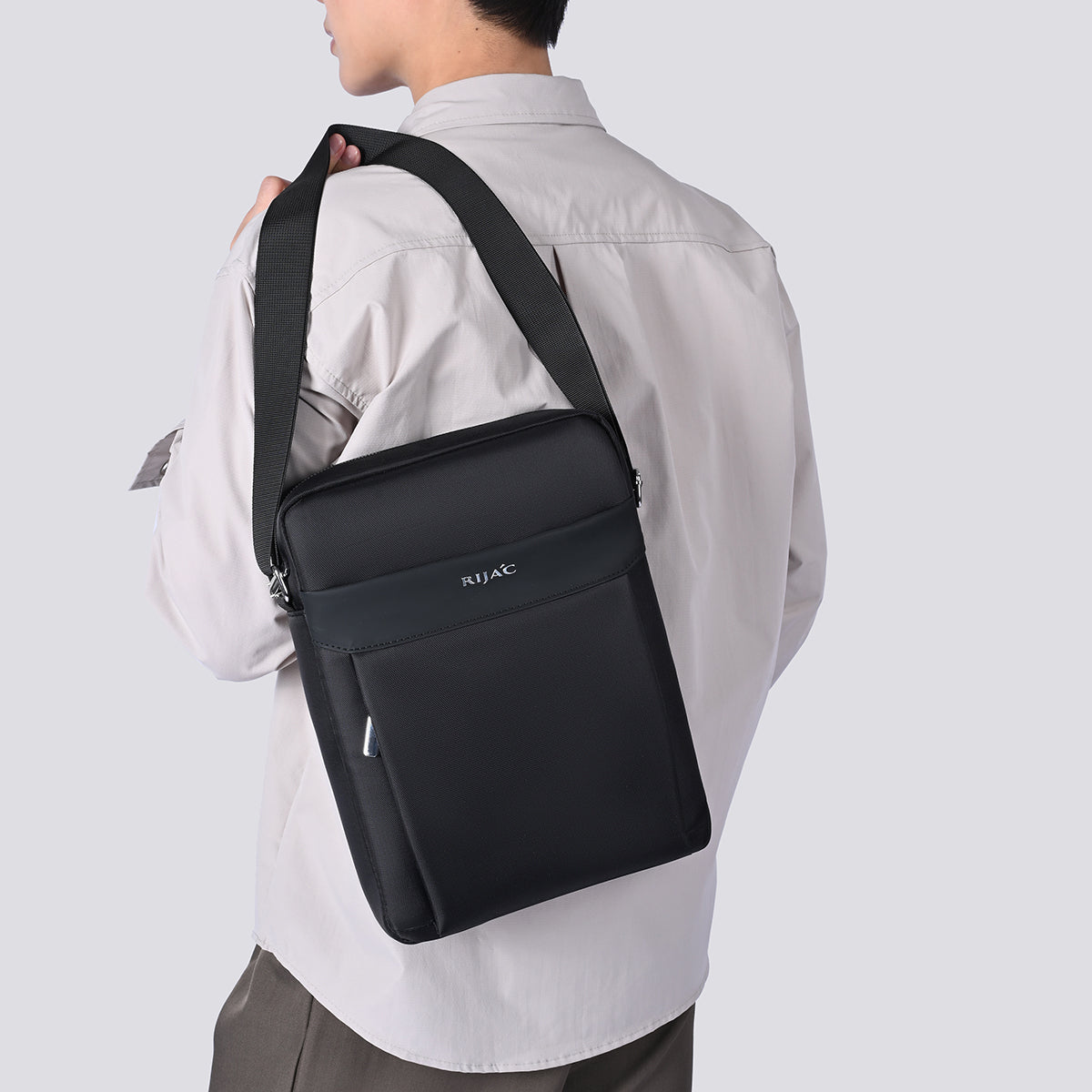 Black Teza Mens Crossbody Bag