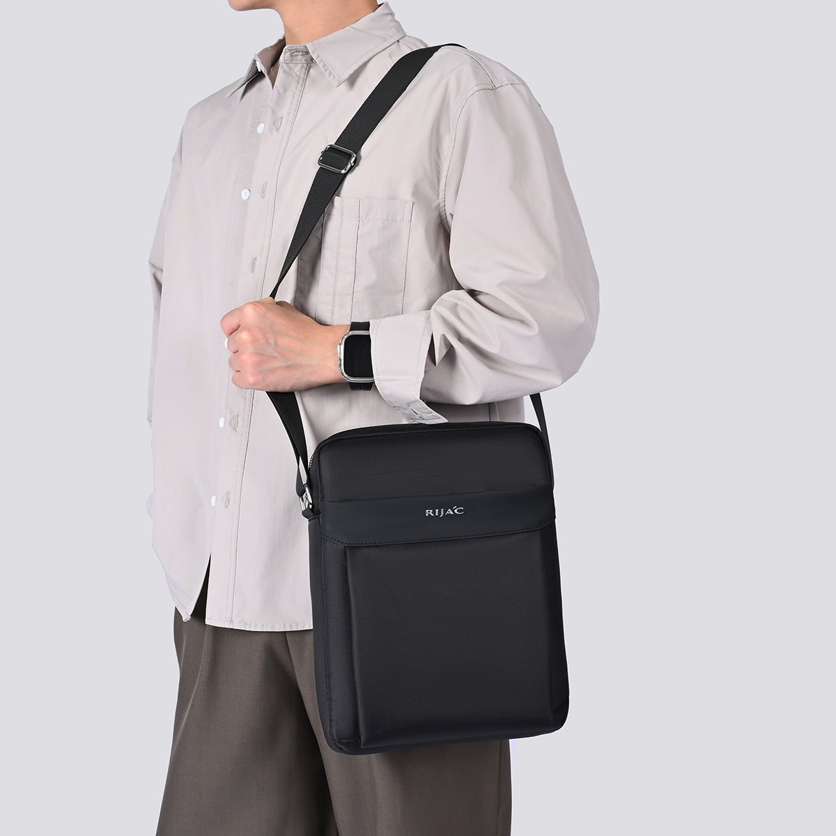 Black Teza Mens Crossbody Bag