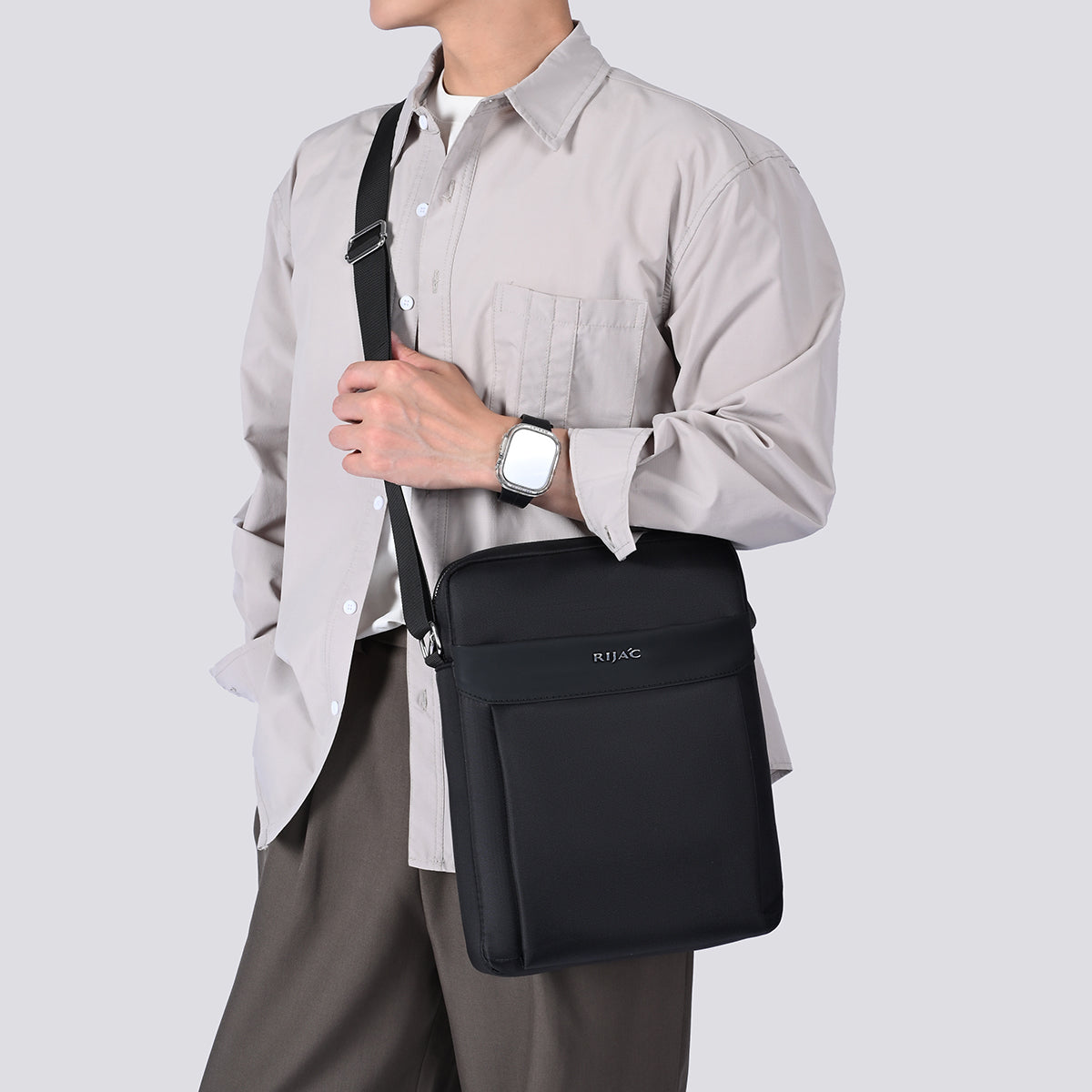 Black Teza Mens Crossbody Bag