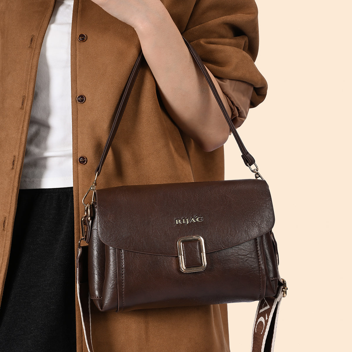 Brown Suma 3 Compartment Sling Bag