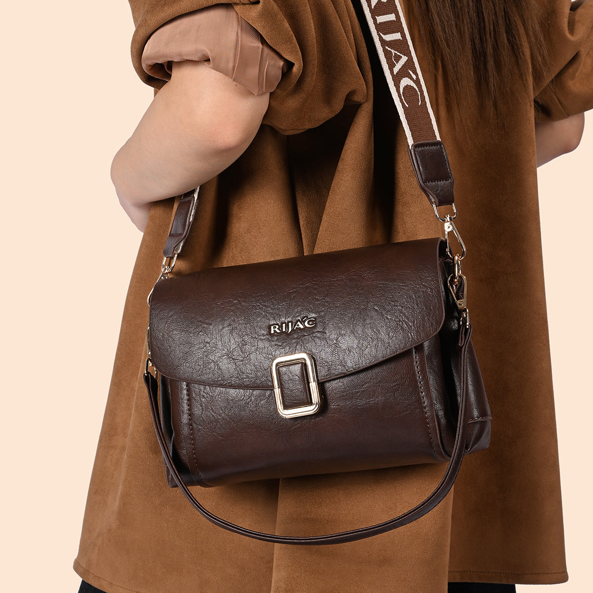 Brown Suma 3 Compartment Sling Bag