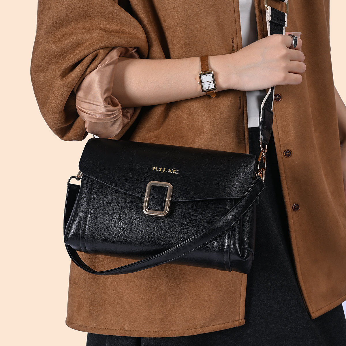 Black Suma 3 Compartment Sling Bag