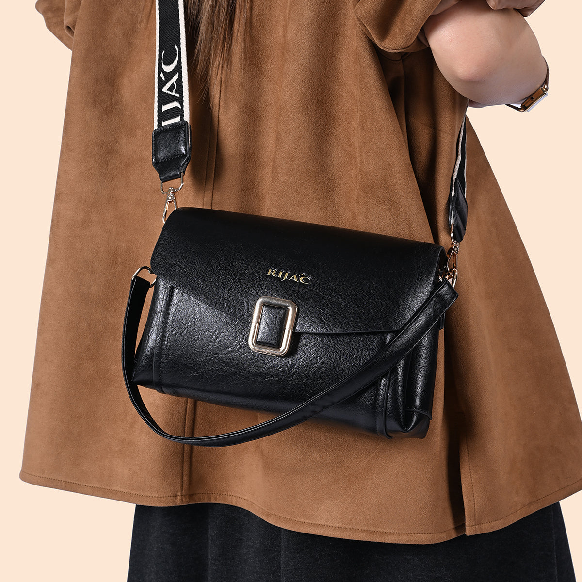 Black Suma 3 Compartment Sling Bag