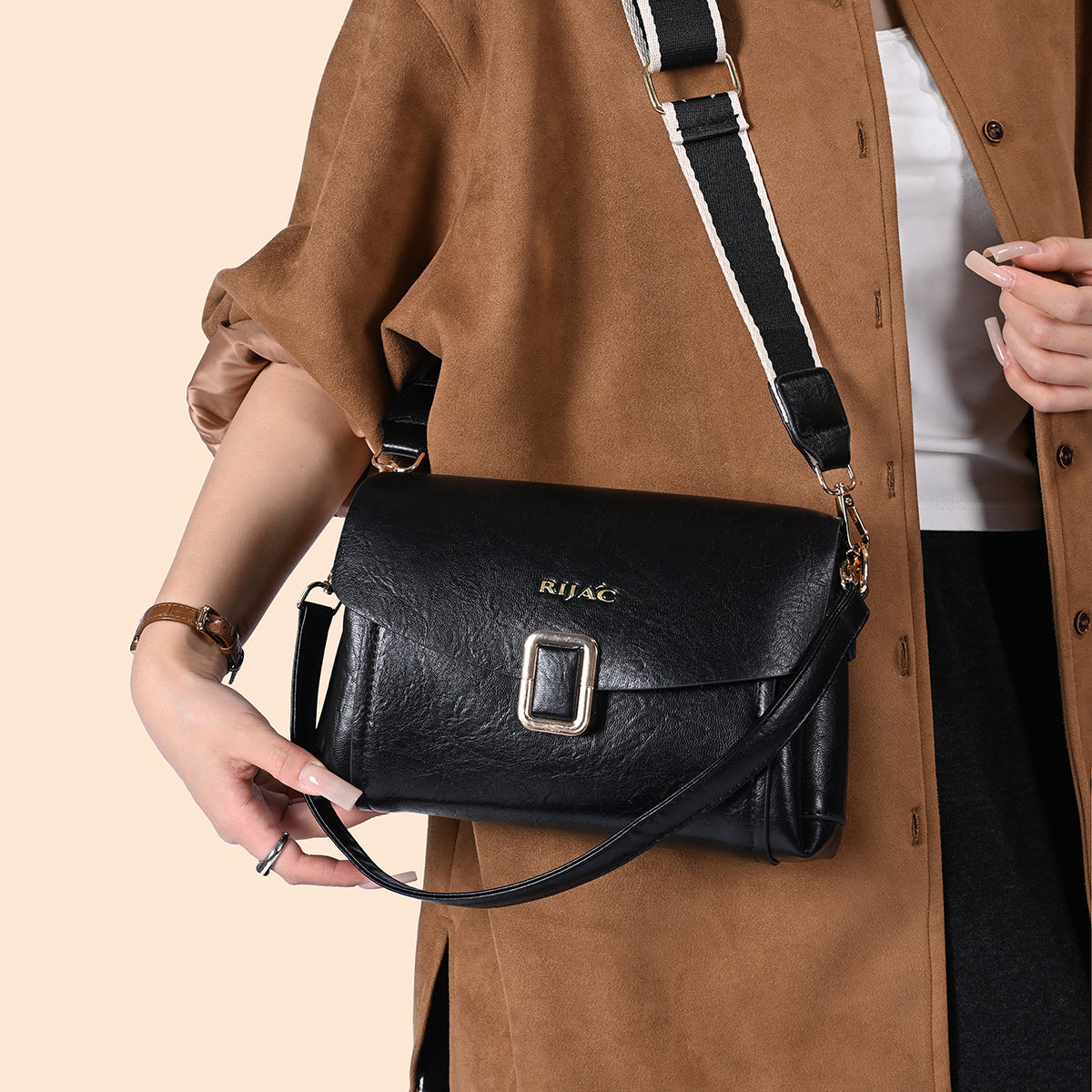 Black Suma 3 Compartment Sling Bag