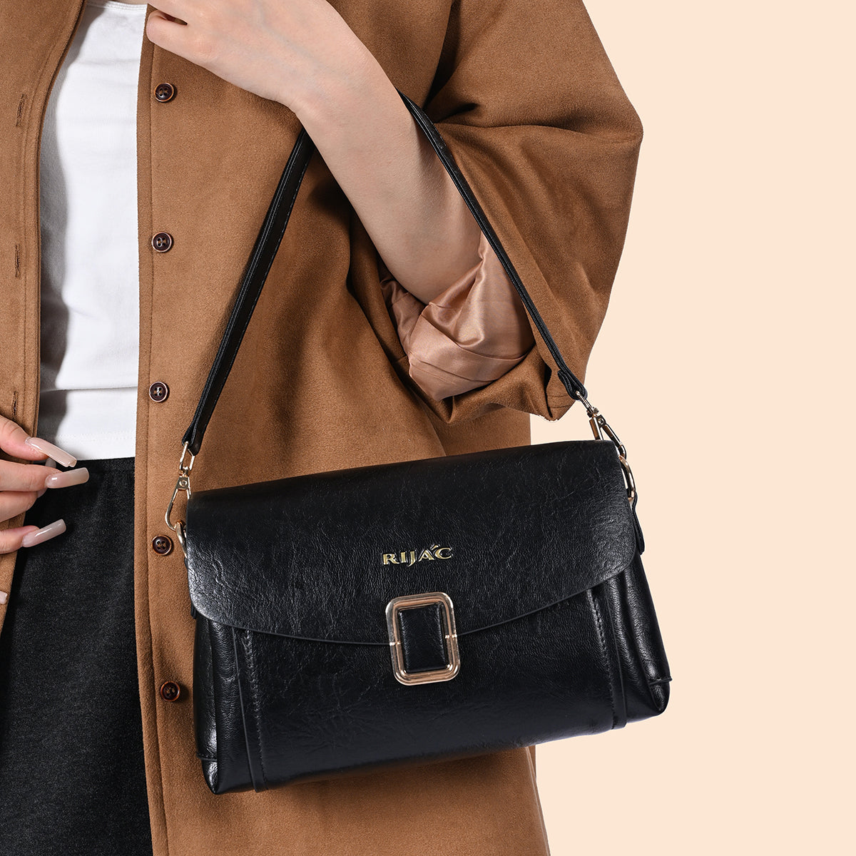 Black Suma 3 Compartment Sling Bag