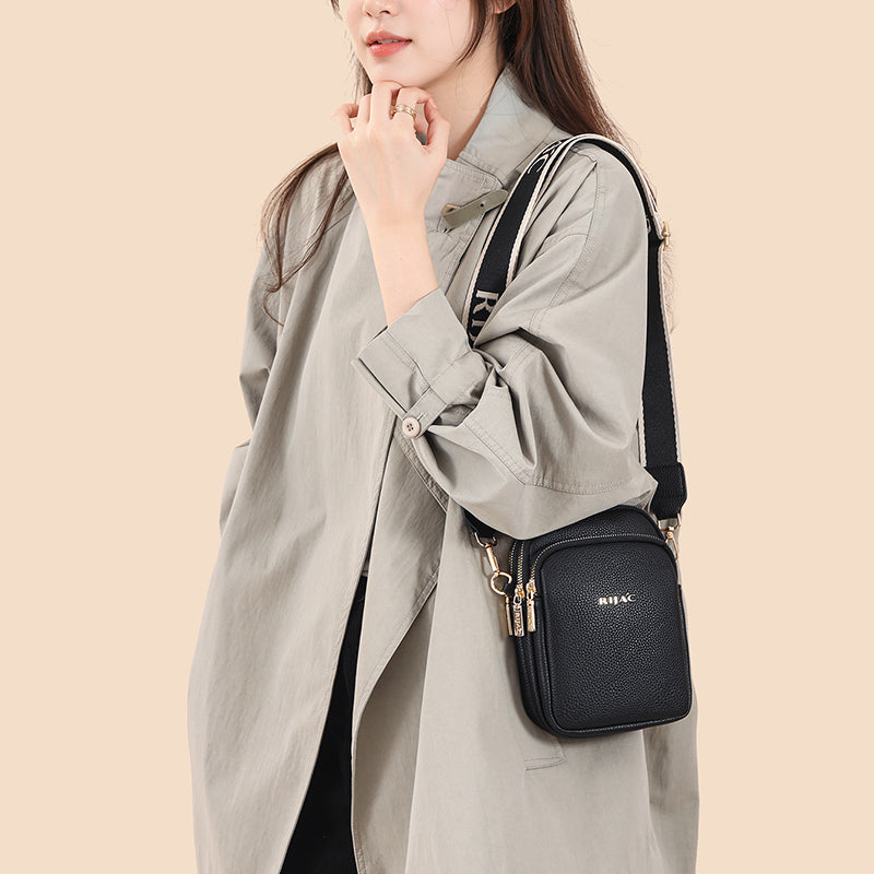 Black Nelo 3 Zipper Phone Sling Bag