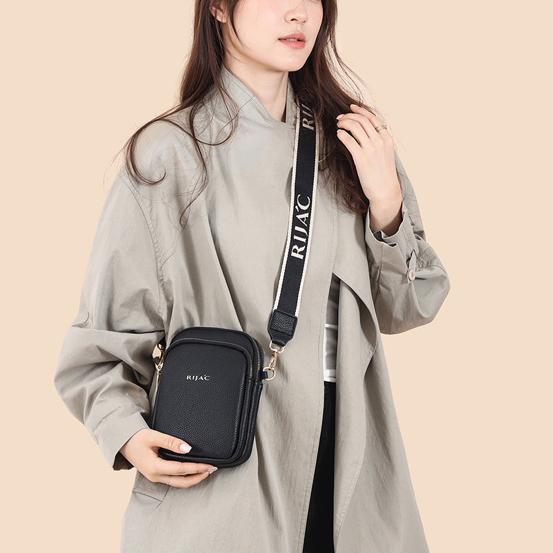 Black Nelo 3 Zipper Phone Sling Bag