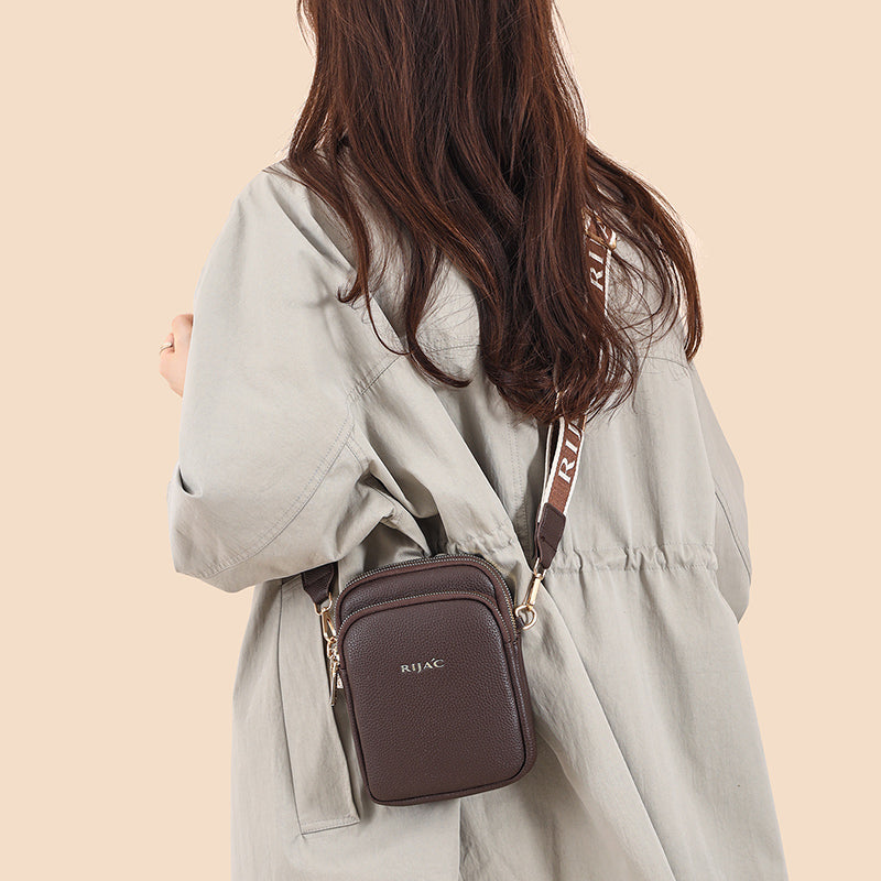Brown Nelo 3 Zipper Phone Sling Bag
