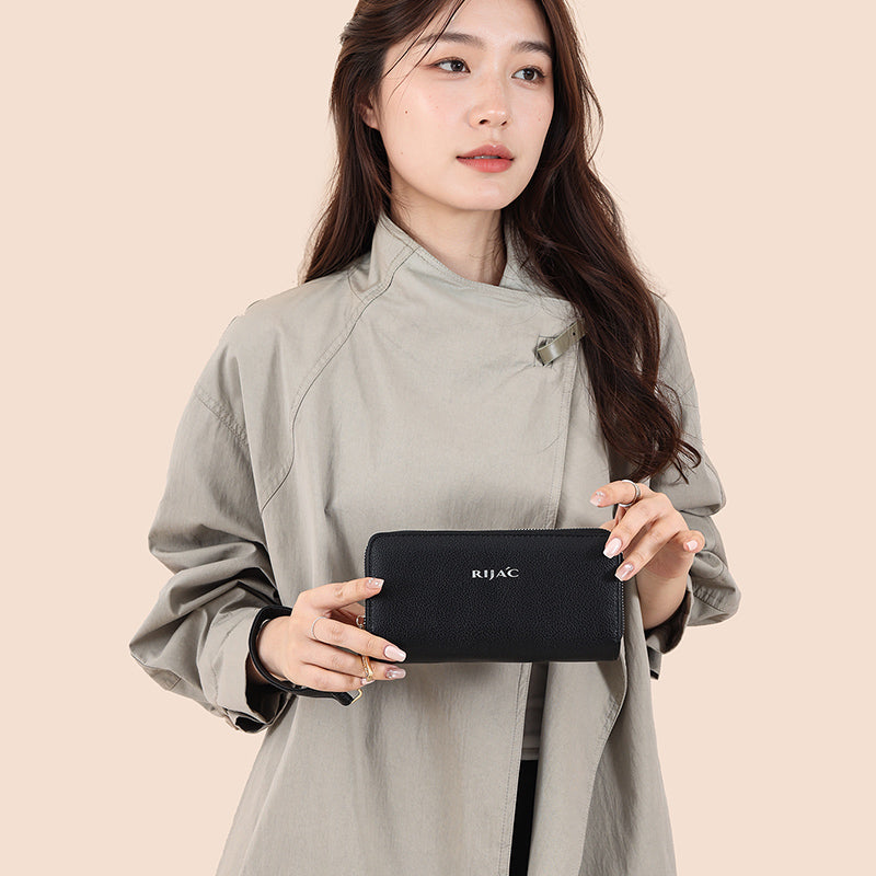 Black Iva 2 Zipper Wallet