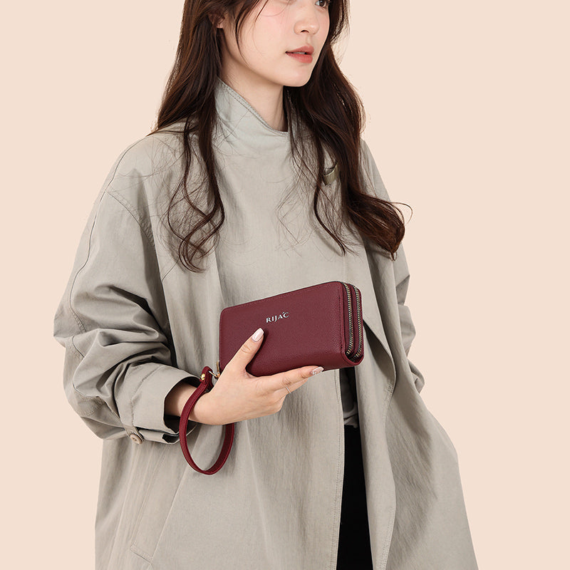 Maroon Iva 2 Zipper Wallet