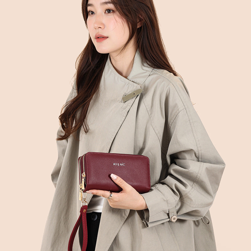 Maroon Iva 2 Zipper Wallet
