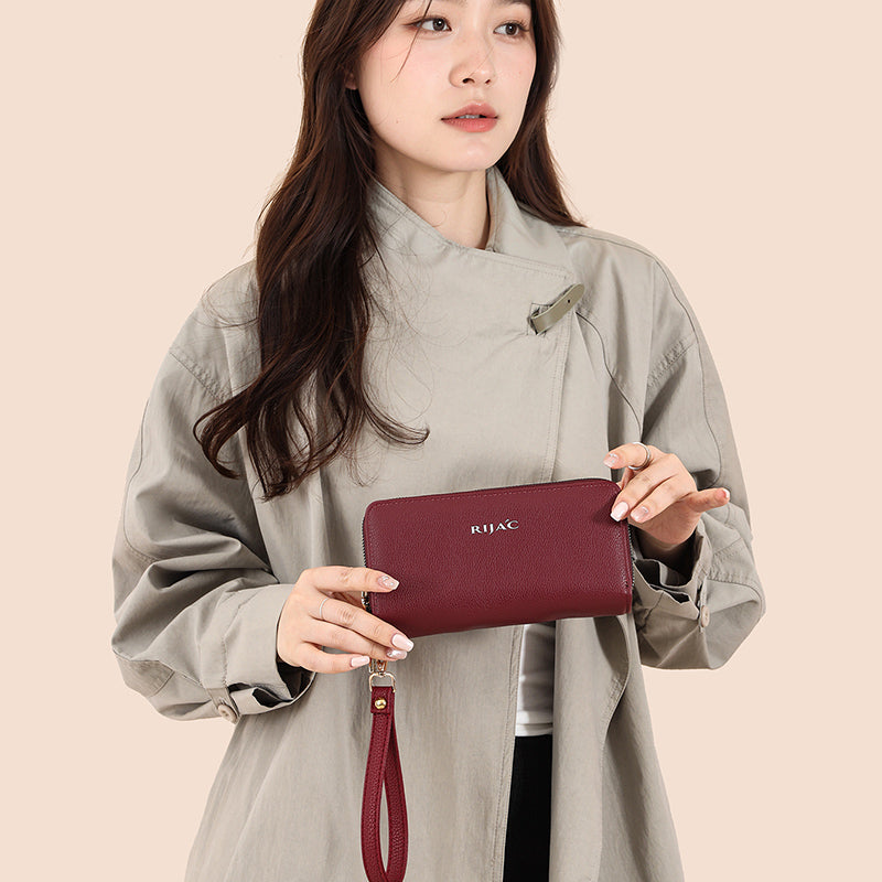 Maroon Iva 2 Zipper Wallet