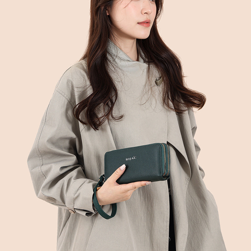 Green Iva 2 Zipper Wallet