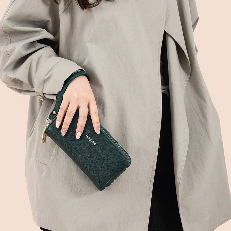 Green Iva 2 Zipper Wallet