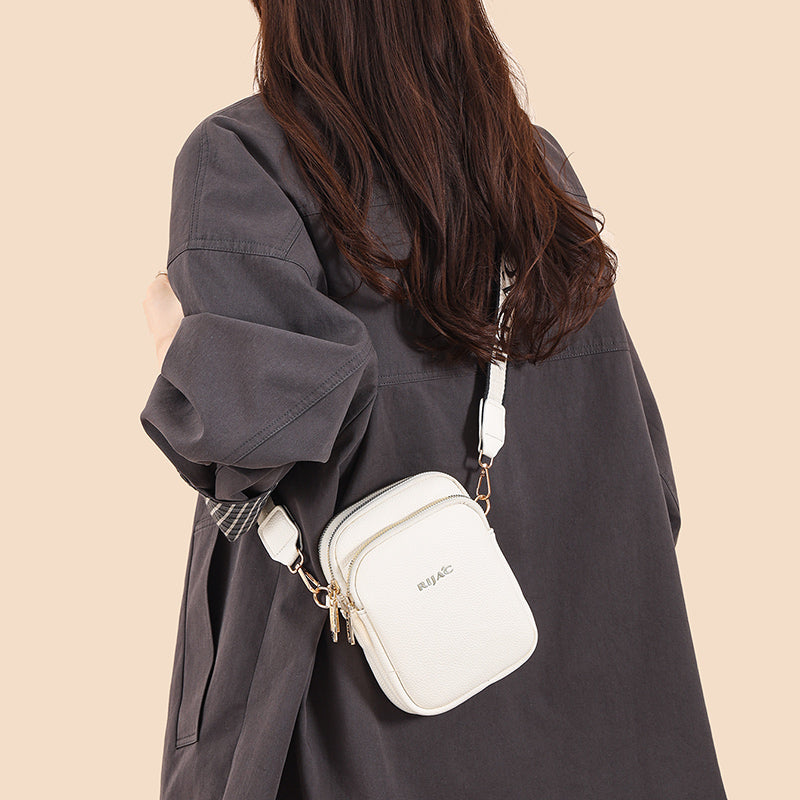 White Nelo 3 Zipper Phone Sling Bag