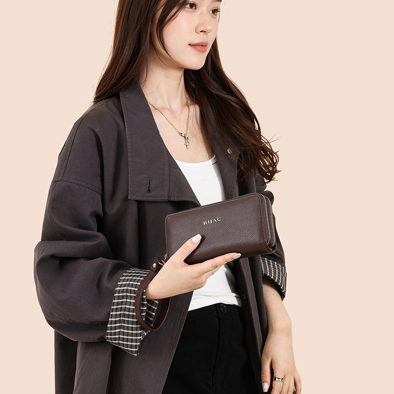 Brown Iva 2 Zipper Wallet