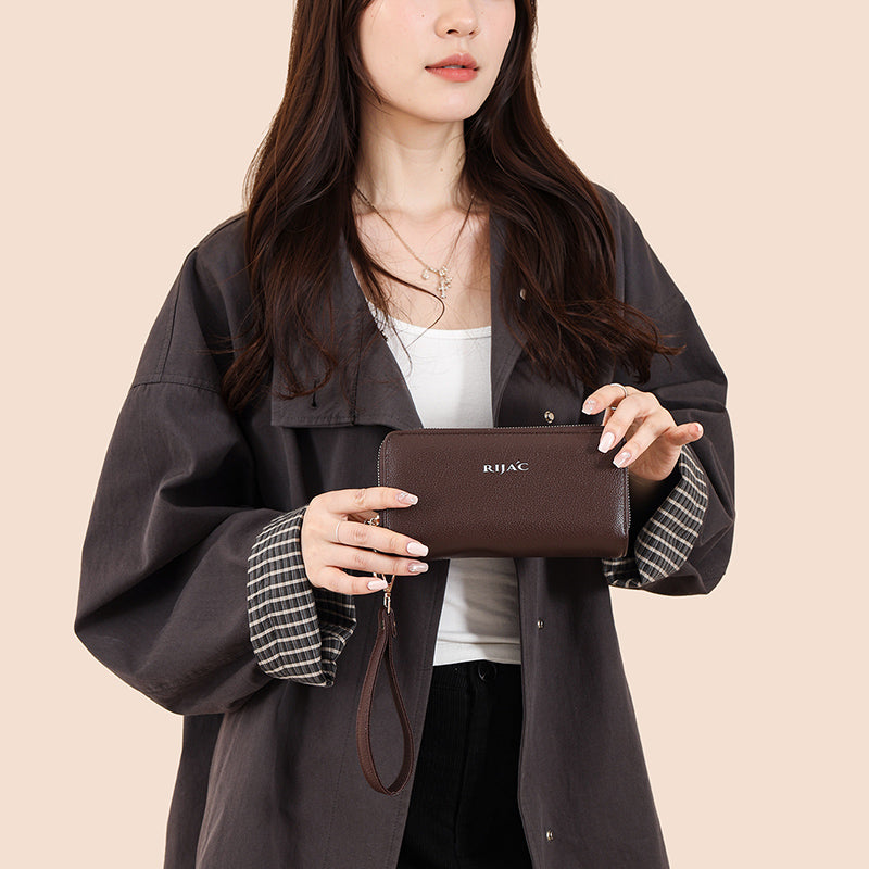 Brown Iva 2 Zipper Wallet
