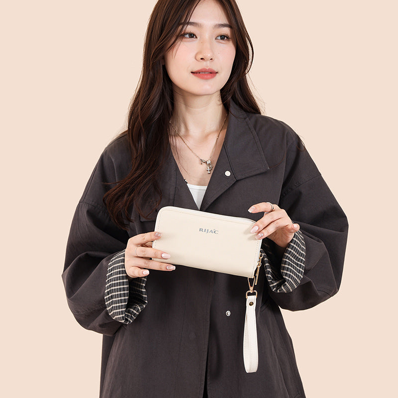 White Iva 2 Zipper Wallet
