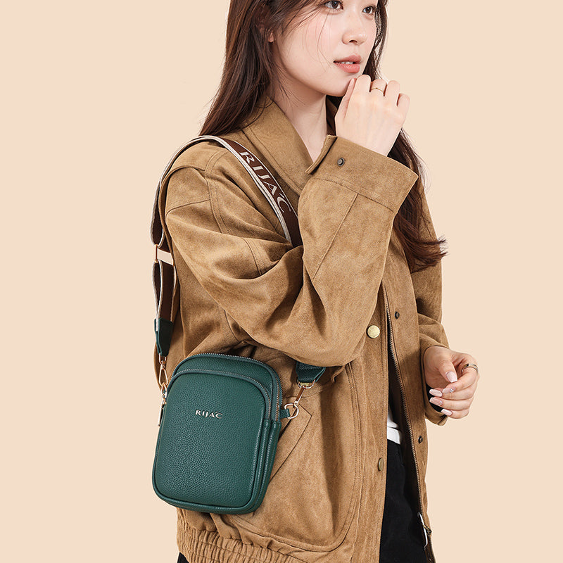 Green Nelo 3 Zipper Phone Sling Bag