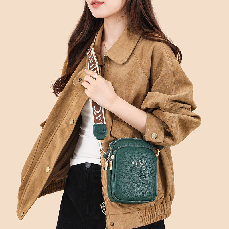Green Nelo 3 Zipper Phone Sling Bag