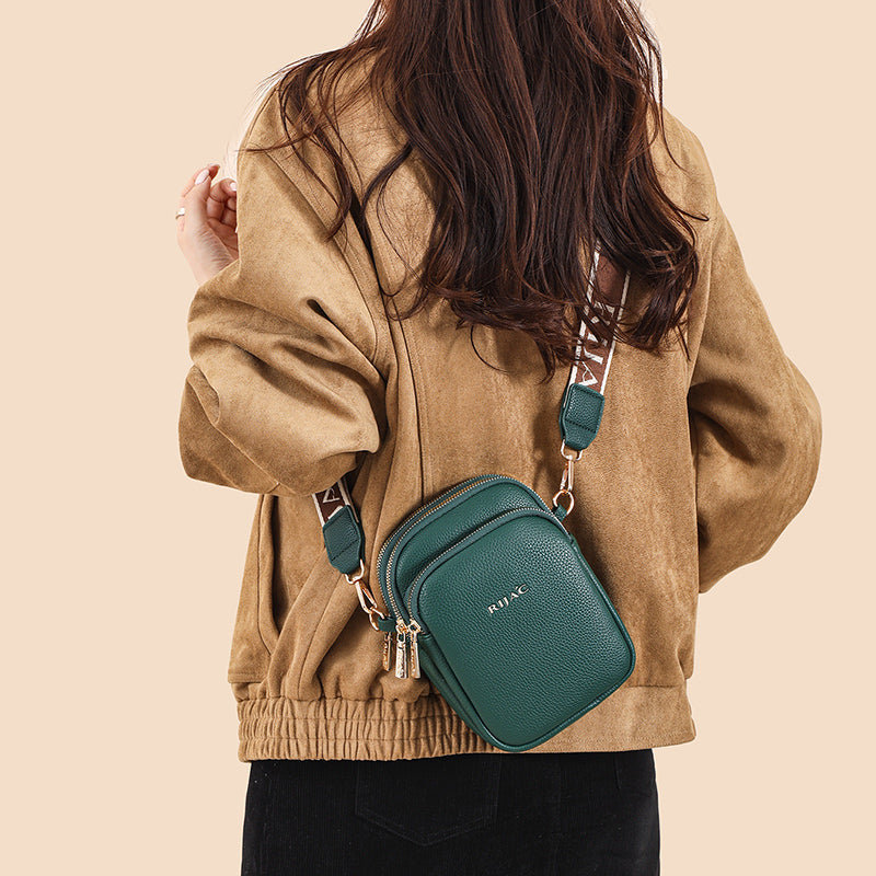 Green Nelo 3 Zipper Phone Sling Bag
