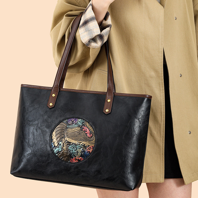 Black Ziro 2 Zipper Shoulder Tote Bag