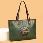 Green Ziro 2 Zipper Shoulder Tote Bag