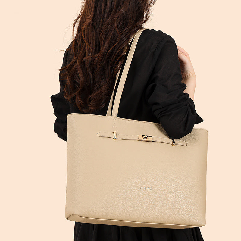 Beige Zelia Tote Bag
