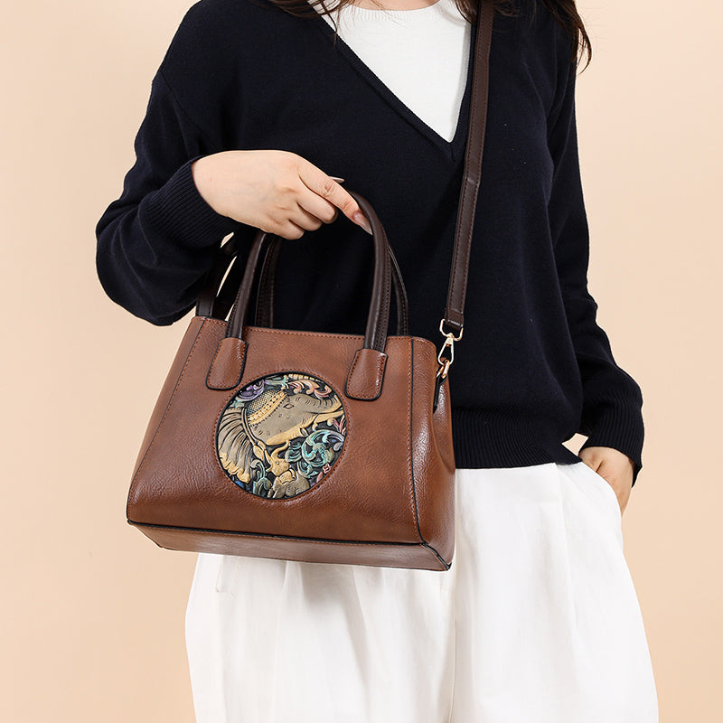 Brown 2 Zipper Kirae Handbag