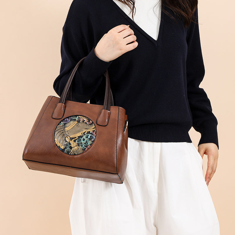Brown 2 Zipper Kirae Handbag