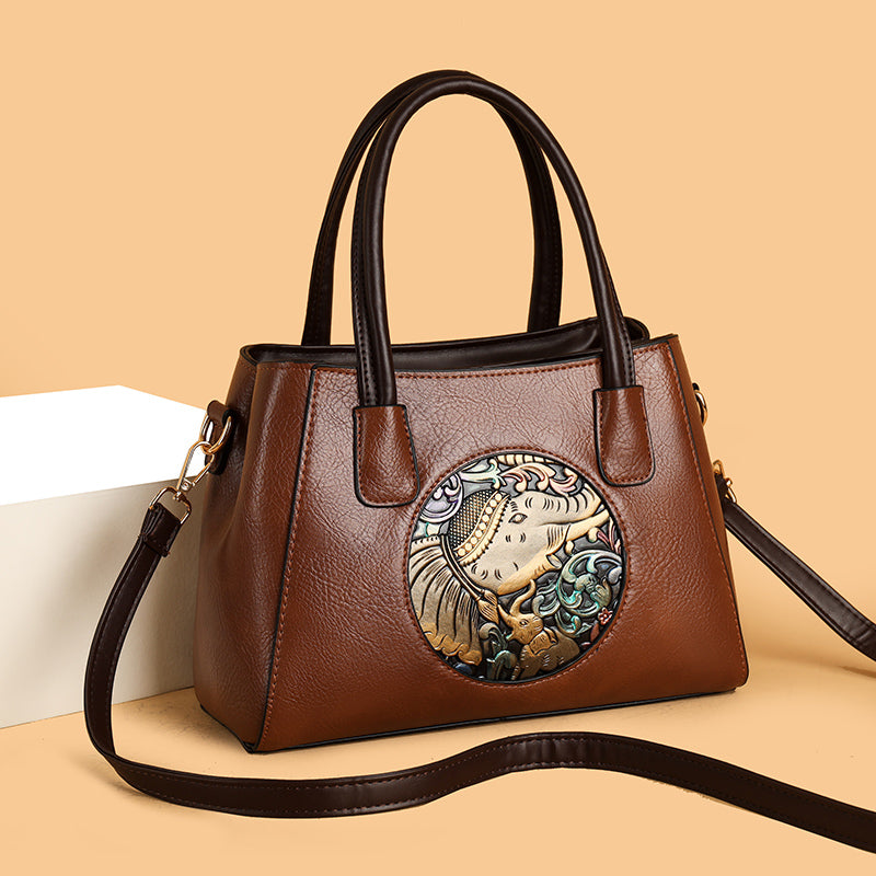 Brown 2 Zipper Kirae Handbag