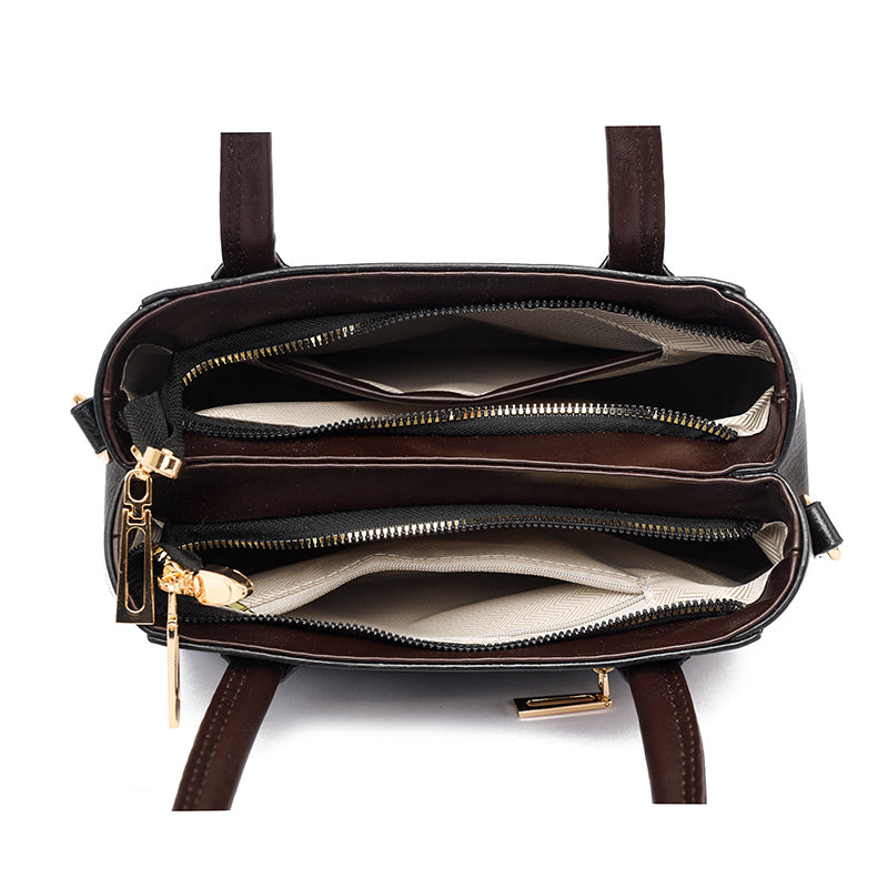 Brown 2 Zipper Kirae Handbag